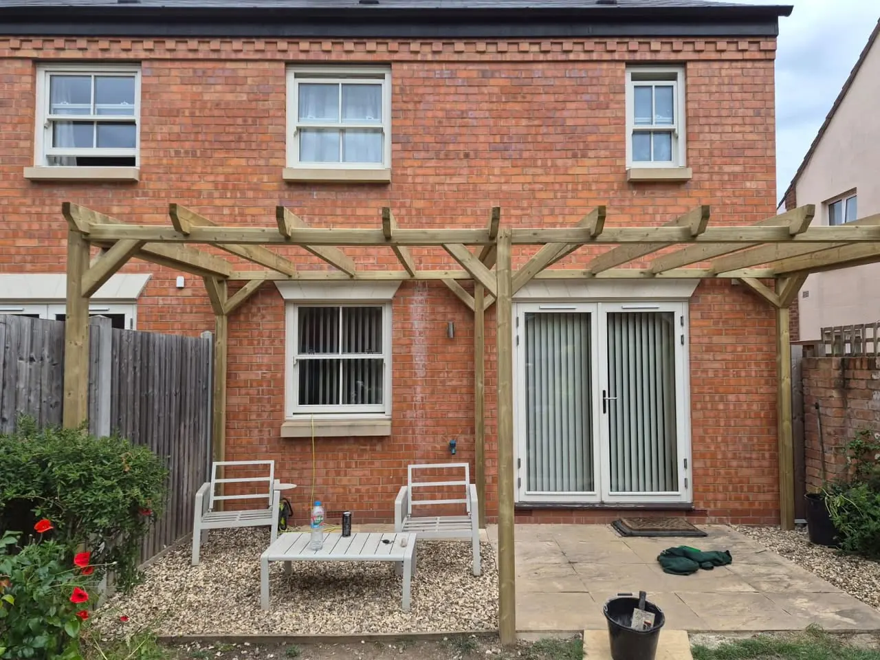 Pergola and patio built in a day, after